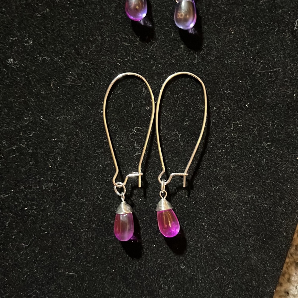 ❤️‍🔥BOGO FREE Handmade Boutique Silver Purple Charm Dangle Drop Earrings